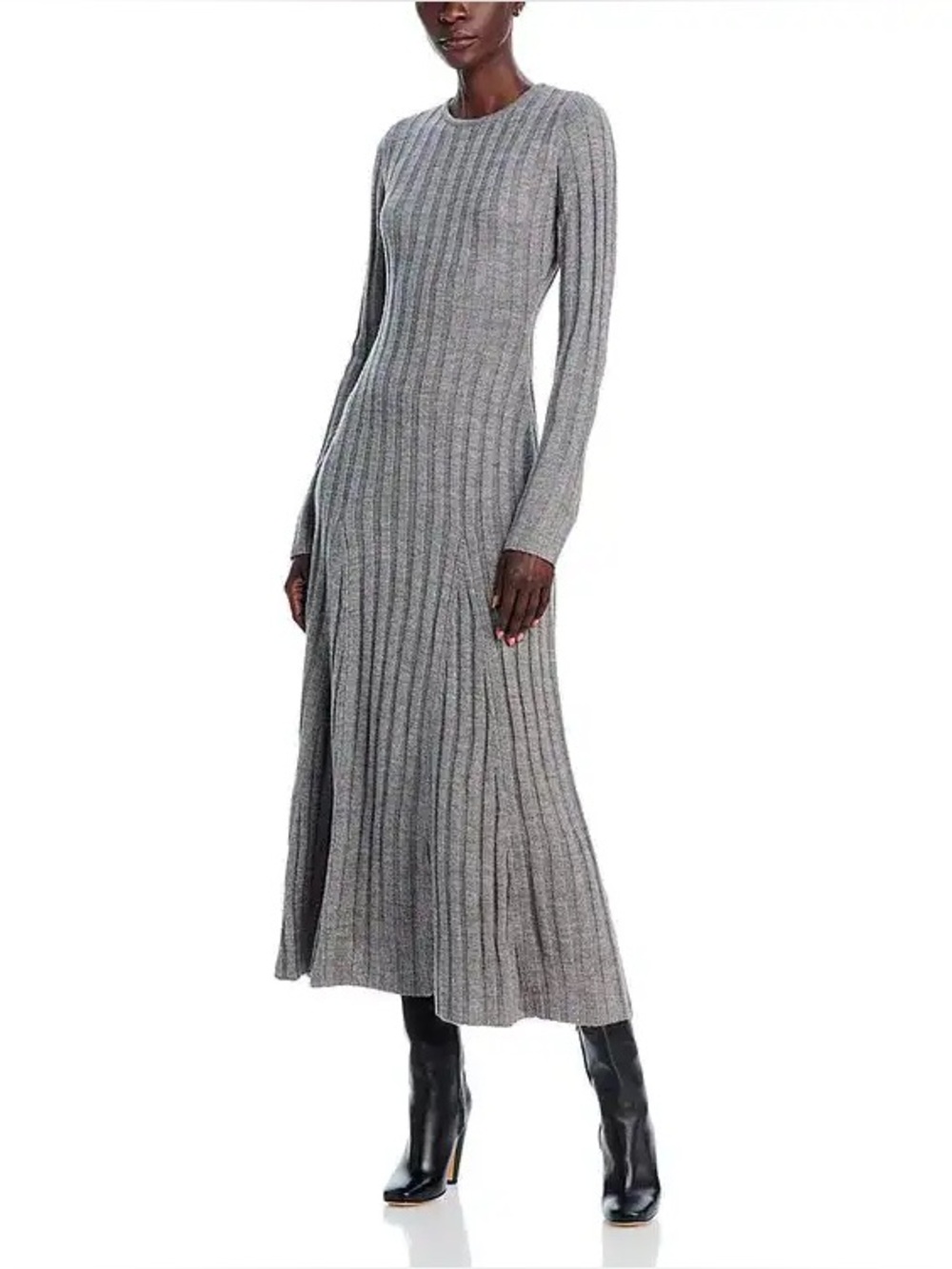 NWOT French Connection baby soft fit and flare midi dress size large gray
